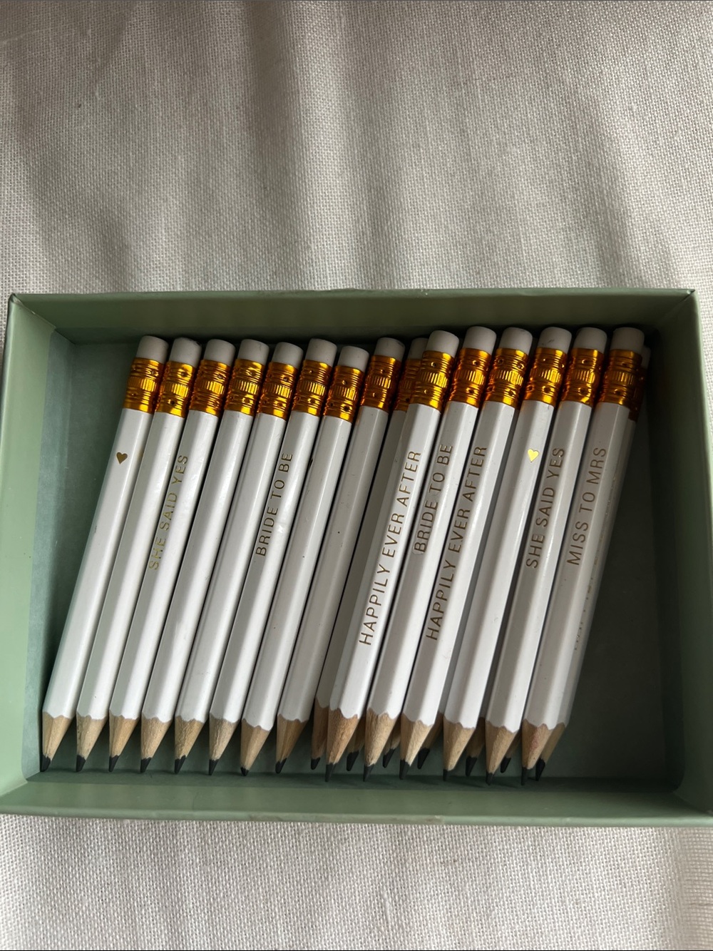 Bridal Pencils & colored pencils Set - White with Gold Accents